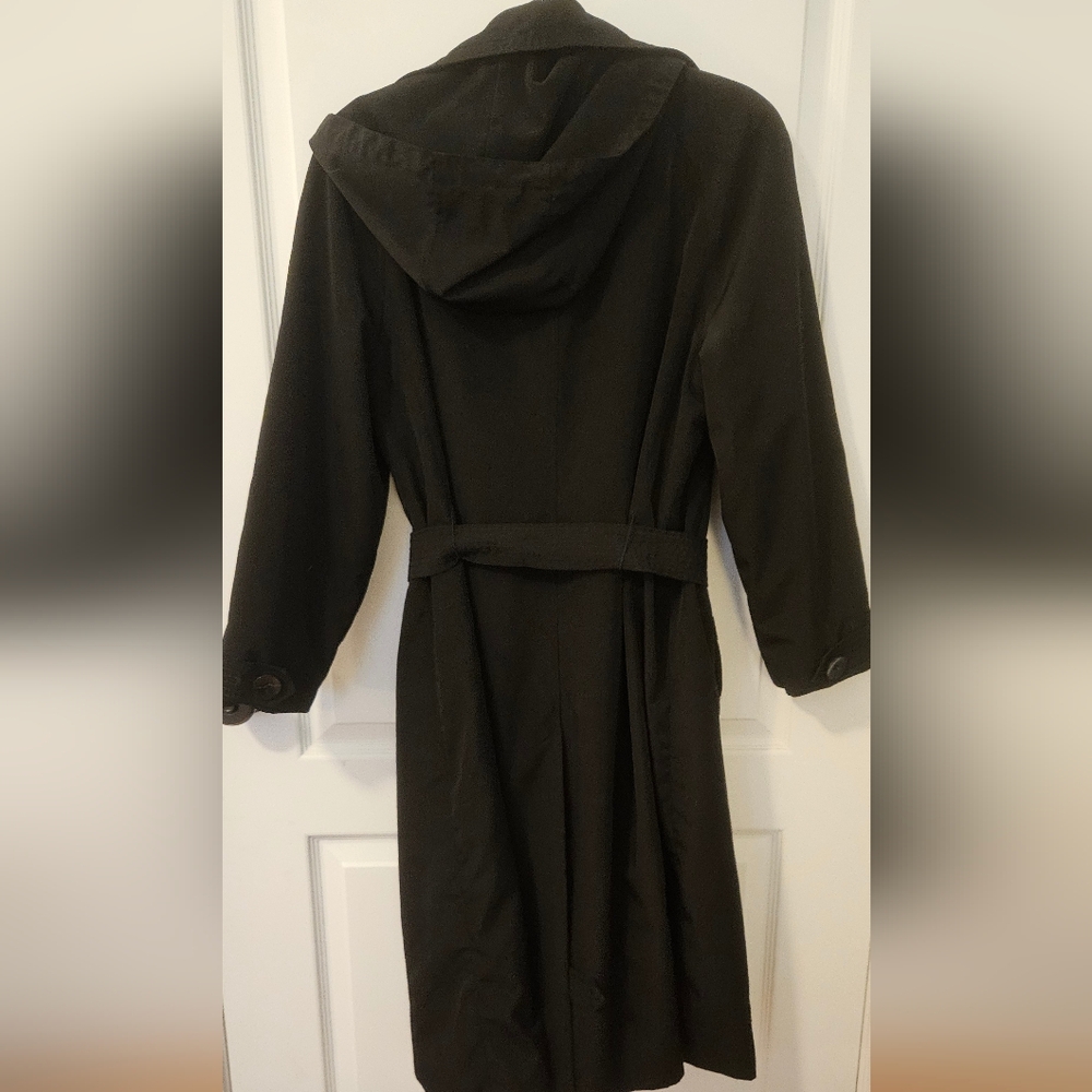 London Fog- Lined Black Trench Coat for Women 12 Petite - Picture 2 of 5